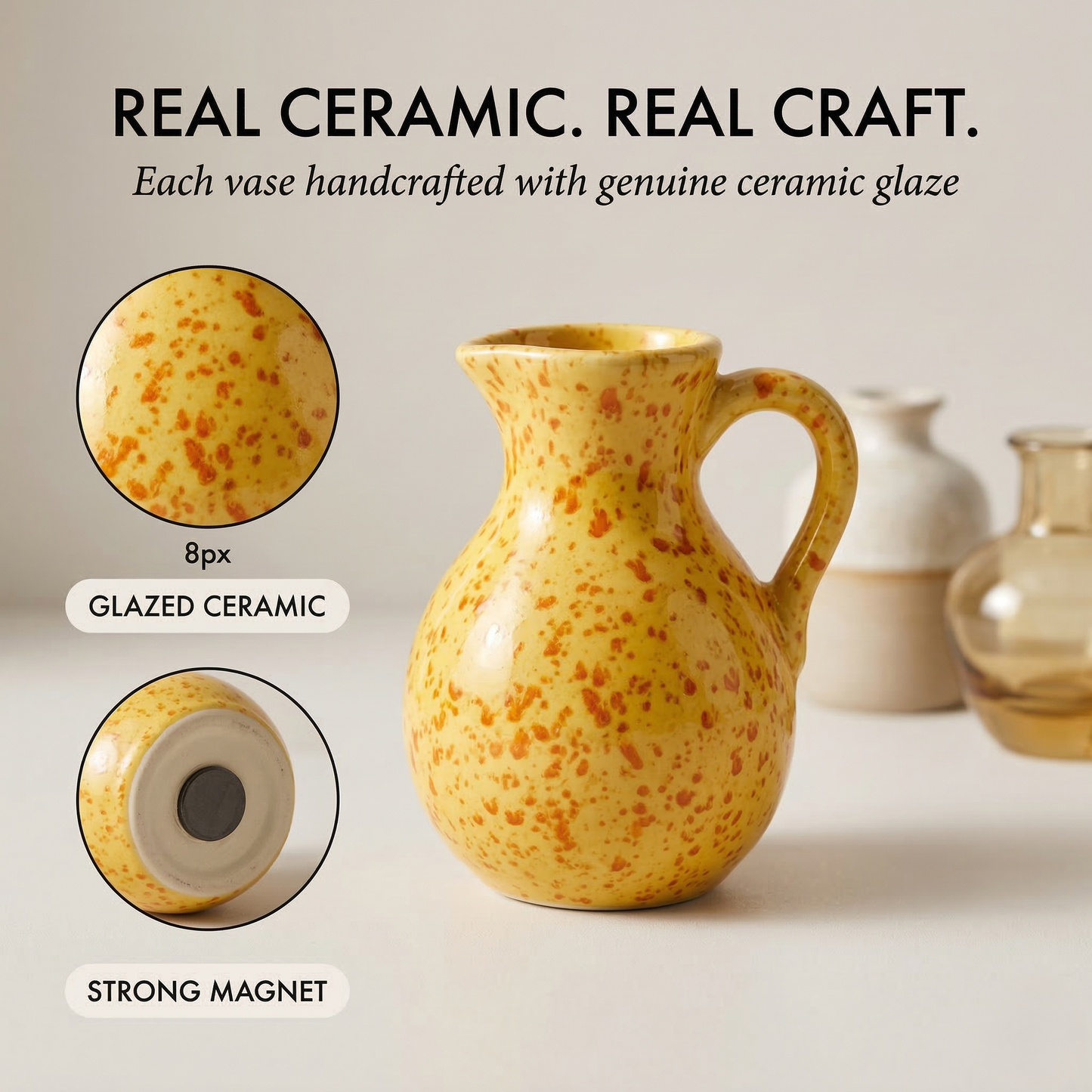 Petalia™ – Mini Ceramic Magnetic Flower Vases for Refrigerator (Set of 8) +50% OFF