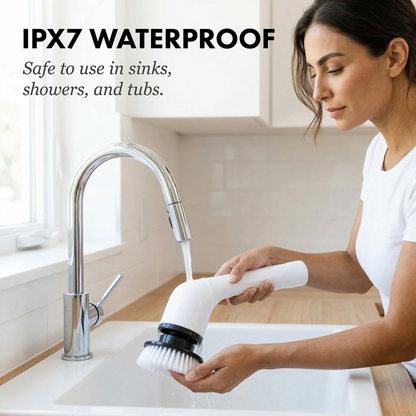 Skrubex™ – 9-in-1 Electric Cleaning Brush with 6 Brush Heads, IPX7 Waterproof, 3-Speed Motor for Bathroom, Kitchen & Car +50% OFF
