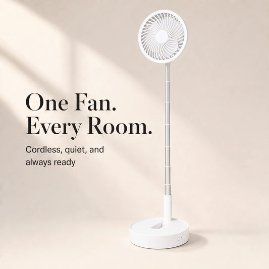 Zephyra™ – Foldable Rechargeable Fan, Telescopic & Whisper-Quiet  + 50% OFF