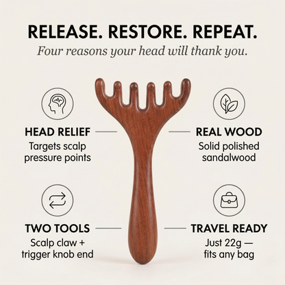 Knotwell™ – Six-Claw Wooden Scalp & Meridian Massage Tool + 50% OFF