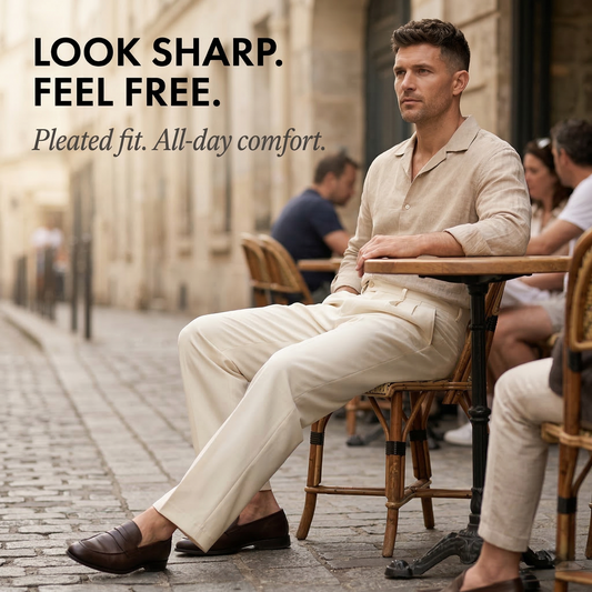 Crease™ – Pleated Wide-Leg Men's Dress Pants | Relaxed Fit, Breathable Fabric, 6 Colors +50% OFF