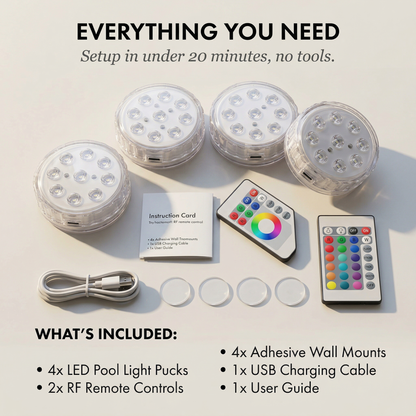 Lumova™ – 16-Color Submersible LED Pool Lights with RF Remote +50% OFF