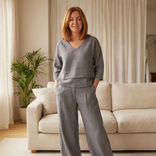 Hemvale™ – Asymmetric Linen Blend Top & Wide-Leg Pants 2-Piece Set +50% OFF