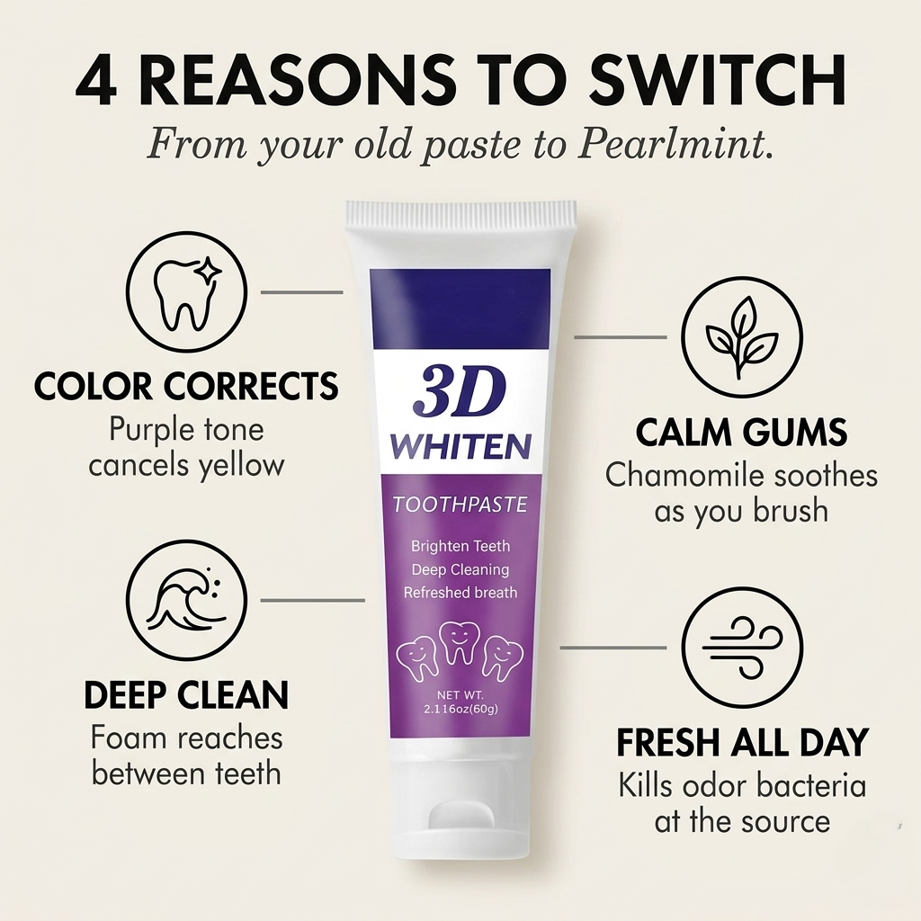 Pearlmint™ – Natural Whitening Toothpaste with Peppermint, Chamomile & Baking Soda + 50% OFF