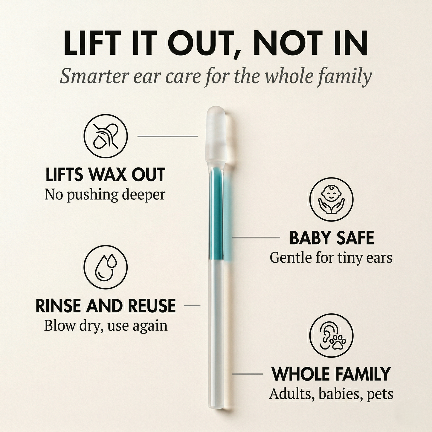 Audren™ – Reusable Adhesive Earwax Removal Swabs, Safe & Gentle for Adults, Babies & Pets + 50 % OFF