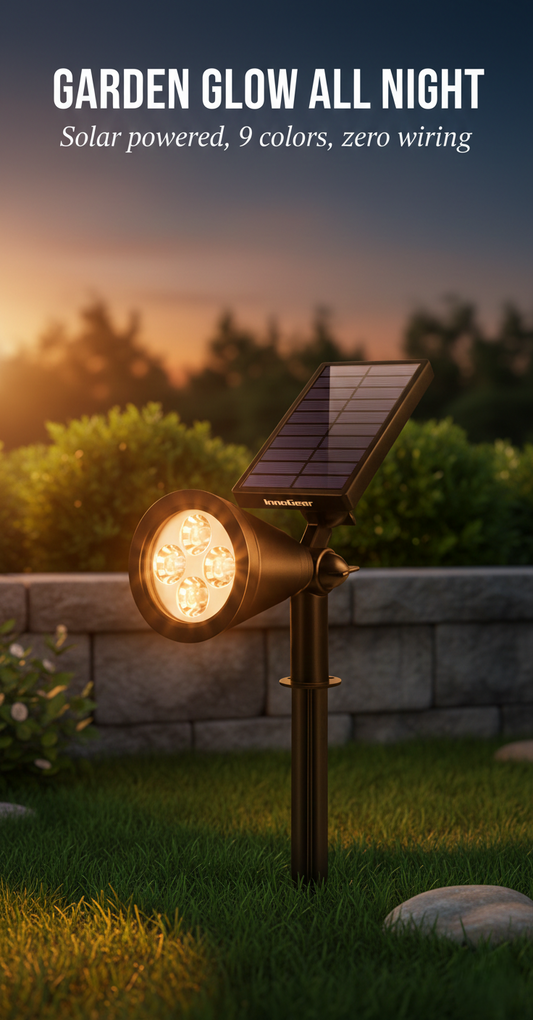 Solcrest™ – 9-Color Solar LED Spotlight with Adjustable Head & Panel + 50 % OFF