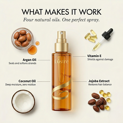 Lústre™ – Lightweight Anti-Frizz Hair Oil Spray | Instant Shine, Deep Repair & 72H Fragrance + 50% OFF