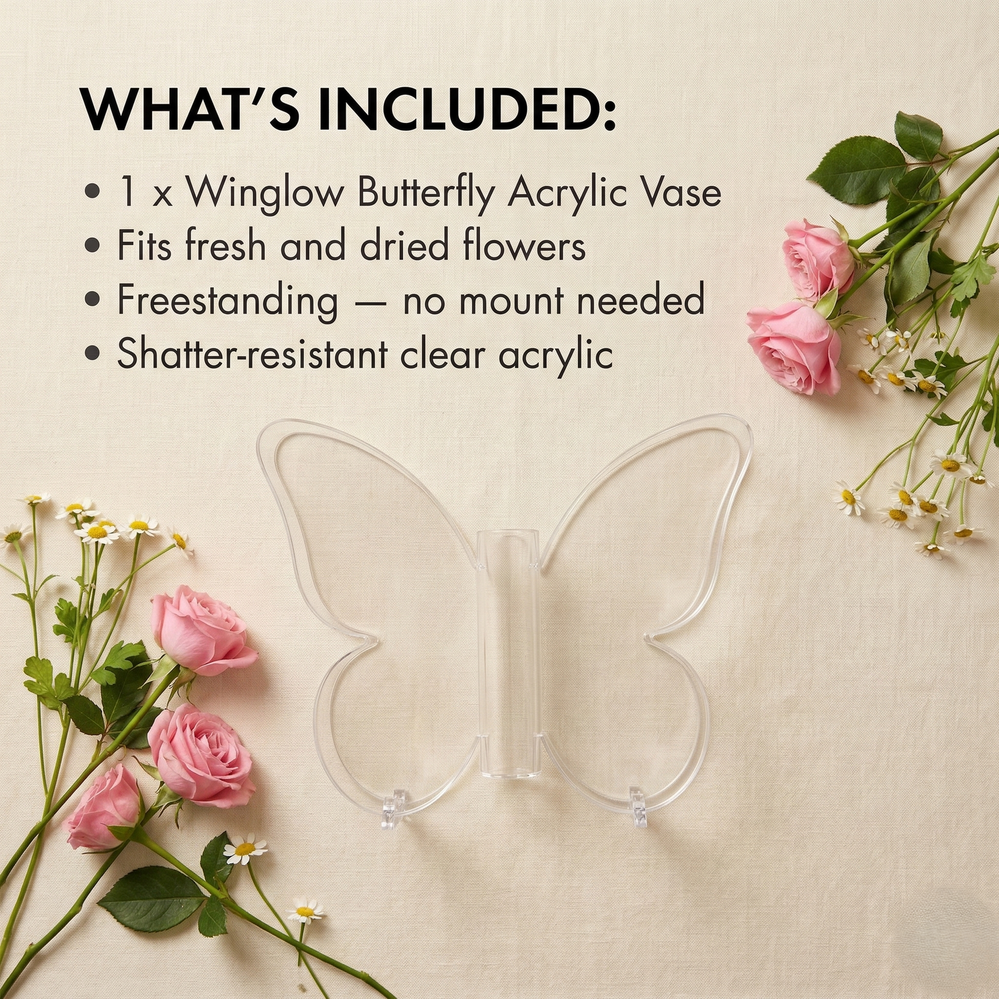 Winglow™ – Butterfly Acrylic Flower Vase | Clear Sculptural Home Décor +50% OFF