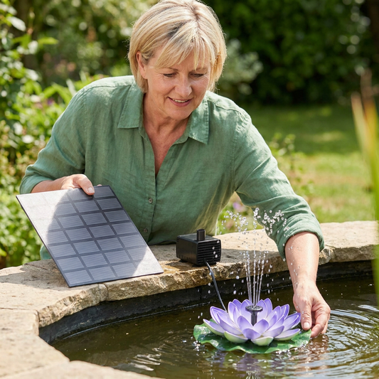 Lillova™ – Solar Floating Lotus Fountain with 7 Spray Heads for Ponds, Pools & Birdbaths + 50% OFF