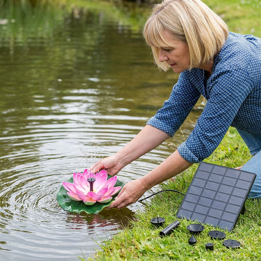 Lillova™ – Solar Floating Lotus Fountain with 7 Spray Heads for Ponds, Pools & Birdbaths + 50% OFF