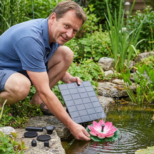 Lillova™ – Solar Floating Lotus Fountain with 7 Spray Heads for Ponds, Pools & Birdbaths + 50% OFF