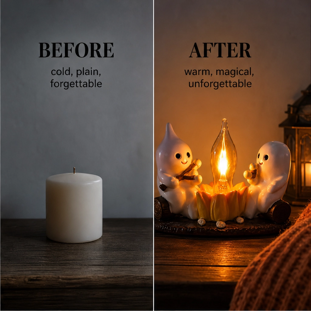 Wispen – Flame-Effect Ghost Night Light for Cozy Halloween Decor + 50% OFF