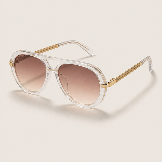 Solvista – Retro Double-Bridge Aviator Sunglasses with Gold Metal Temples - Buy 1 + 1 FREE