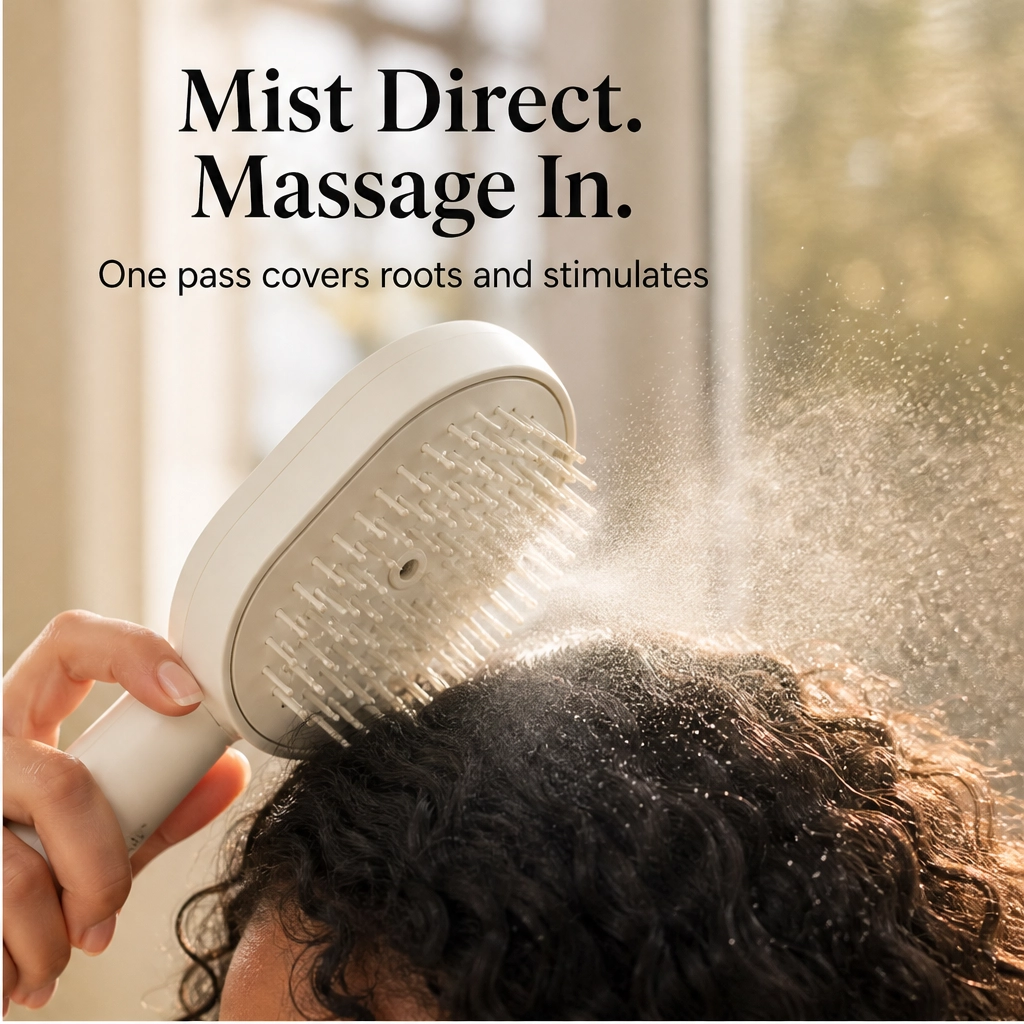 Dewelle™ – Spray, Massage & Detangle 3-in-1 Electric Hair Brush + 50% OFF