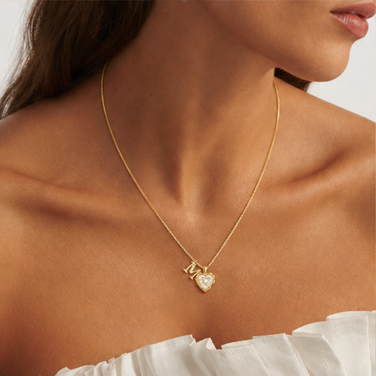 Pavelle – Micro-Pavé Initial & Heart Charm Titanium Steel Necklace - Buy 1 + 1 FREE
