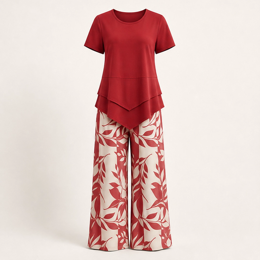 Lullara™ – Layered Tunic Top & Wide-Leg Trouser Set + 50% OFF