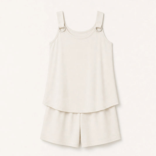 Solea™ – Ring-Detail Sleeveless Top & Shorts Co-ord Set + 50% OFF