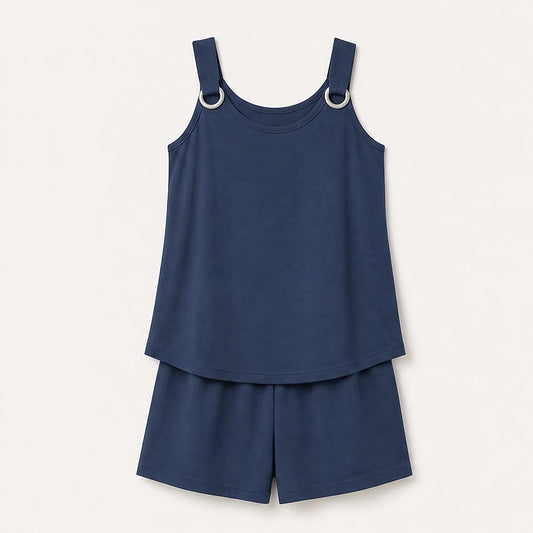 Solea™ – Ring-Detail Sleeveless Top & Shorts Co-ord Set + 50% OFF