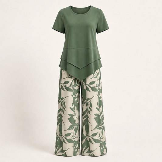 Lullara™ – Layered Tunic Top & Wide-Leg Trouser Set + 50% OFF