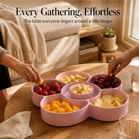 Gatherly™ – 5-Compartment Rotating Snack Serving Tray with Non-Slip Base + 50% OFF
