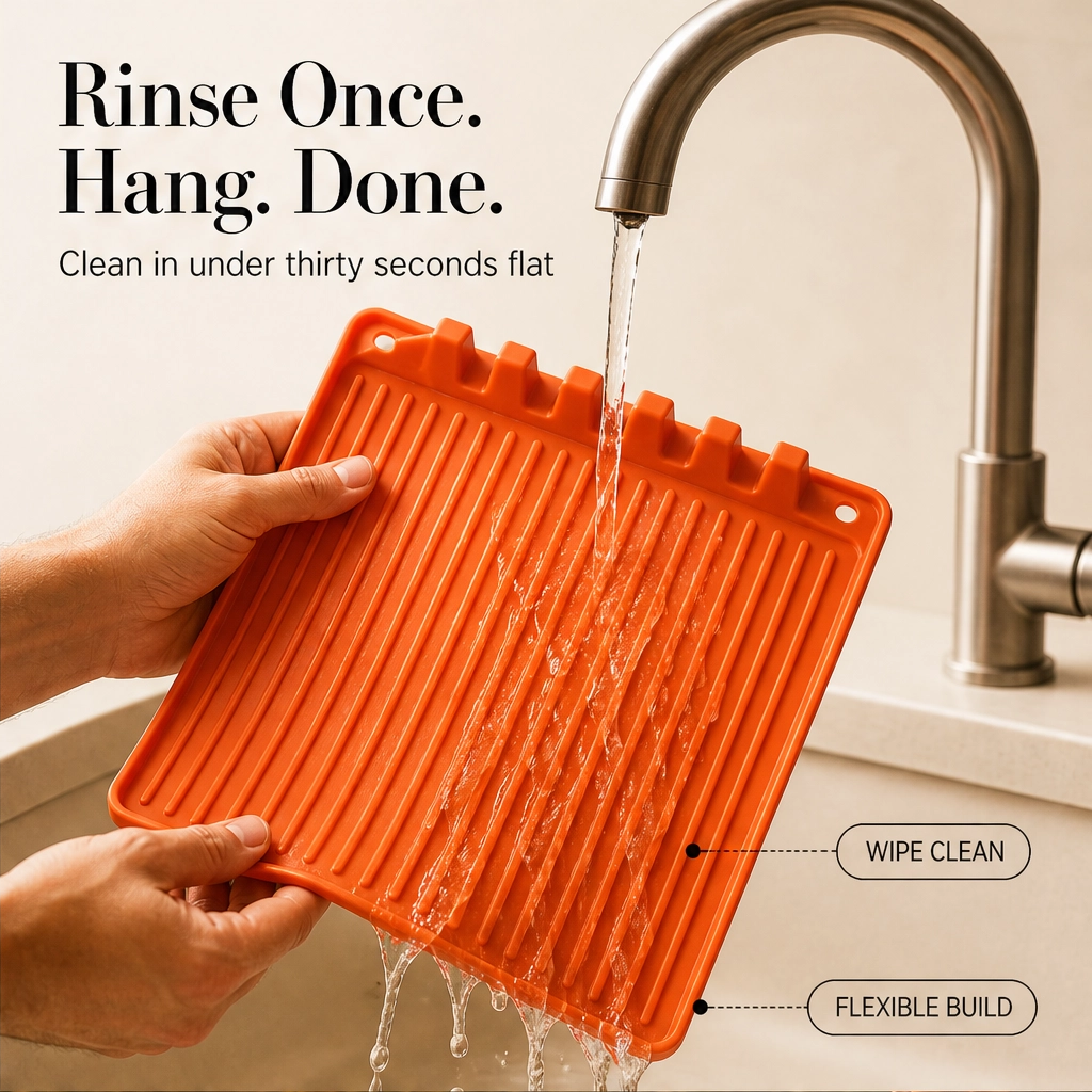 DripDock™ – Heat-Resistant Silicone Utensil Mat with Built-In Drip Tray + 50% OFF