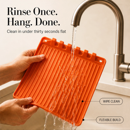 DripDock™ – Heat-Resistant Silicone Utensil Mat with Built-In Drip Tray + 50% OFF