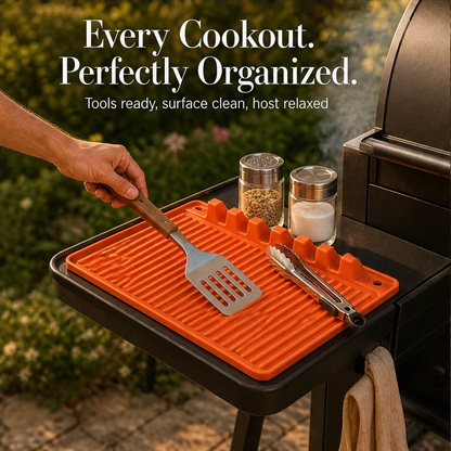 DripDock™ – Heat-Resistant Silicone Utensil Mat with Built-In Drip Tray + 50% OFF