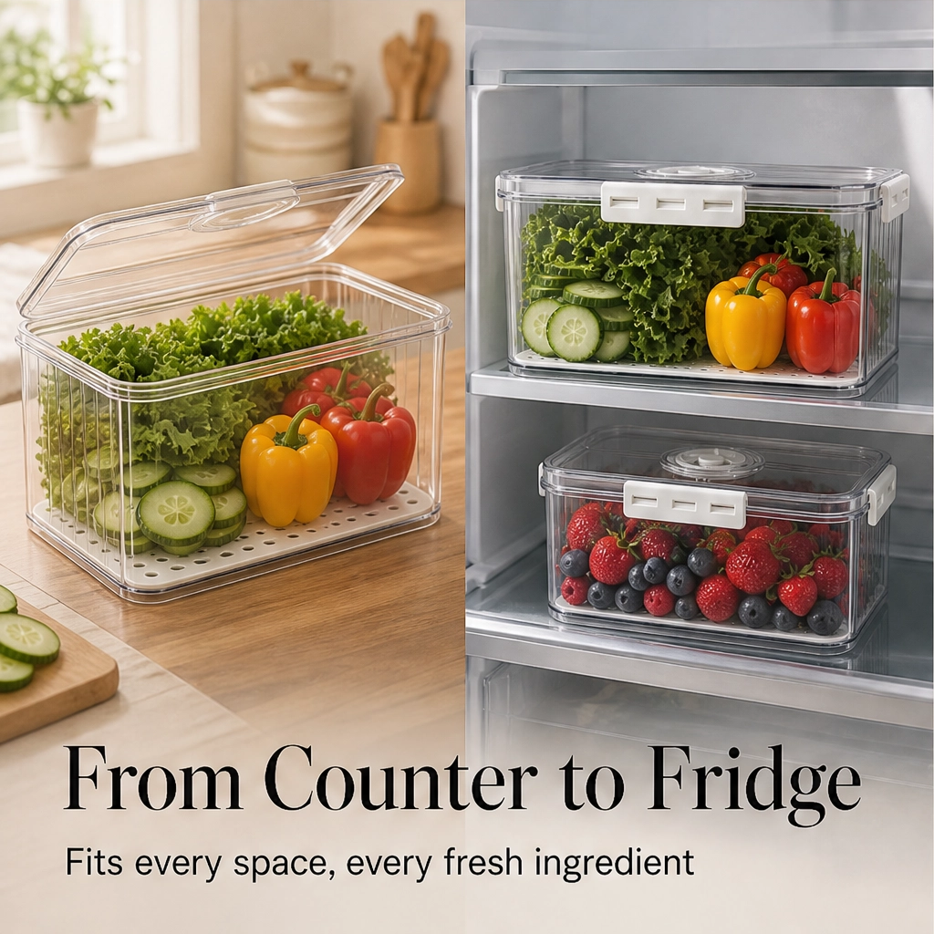 Crispen™ – Produce Saver Containers with Date Timer & Drainage + 50% OFF