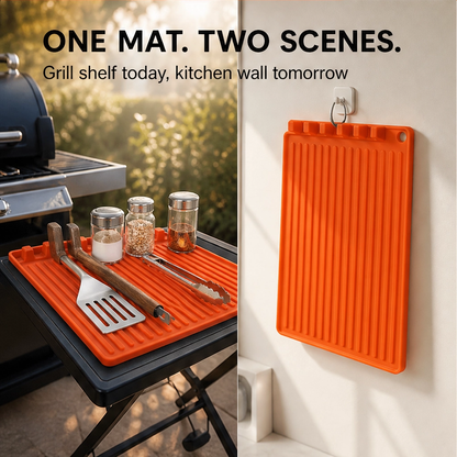 DripDock™ – Heat-Resistant Silicone Utensil Mat with Built-In Drip Tray + 50% OFF
