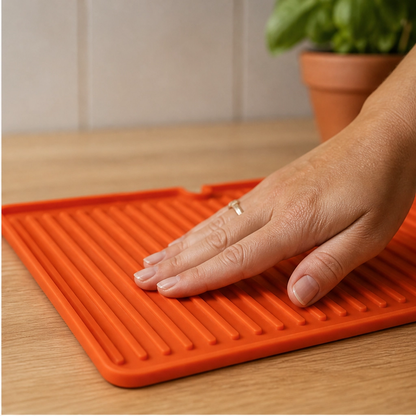 DripDock™ – Heat-Resistant Silicone Utensil Mat with Built-In Drip Tray + 50% OFF