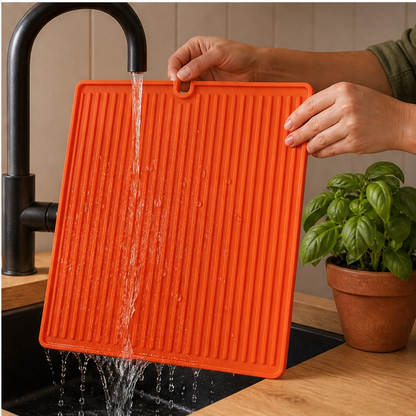 DripDock™ – Heat-Resistant Silicone Utensil Mat with Built-In Drip Tray + 50% OFF