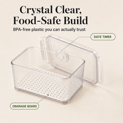 Crispen™ – Produce Saver Containers with Date Timer & Drainage + 50% OFF
