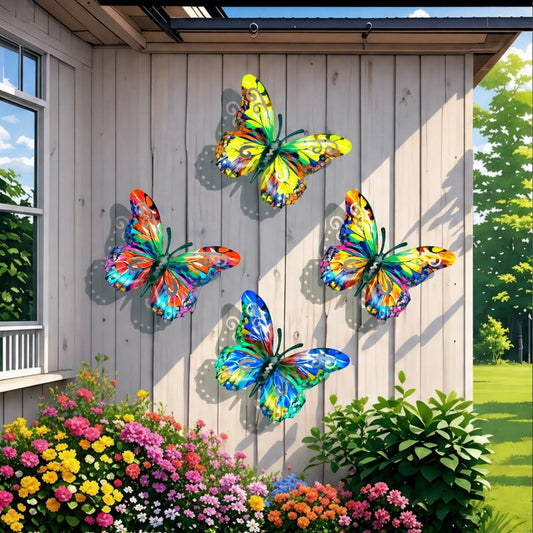Meadowing – Rust-Proof Metal Butterfly Wall Art, Set of 4 + 50% OFF