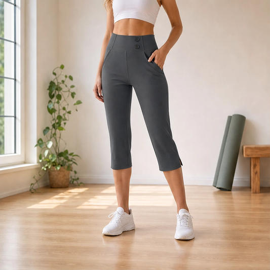 Curvelle™ – High-Waist Tummy-Control Yoga Capri Trousers with Deep Pockets + 50% OFF
