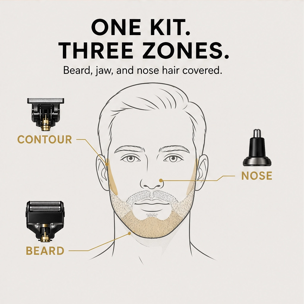 Edgecrest™ – 3-in-1 Beard, Shaver & Nose Trimmer Set with LED Battery Display + 50% OFF