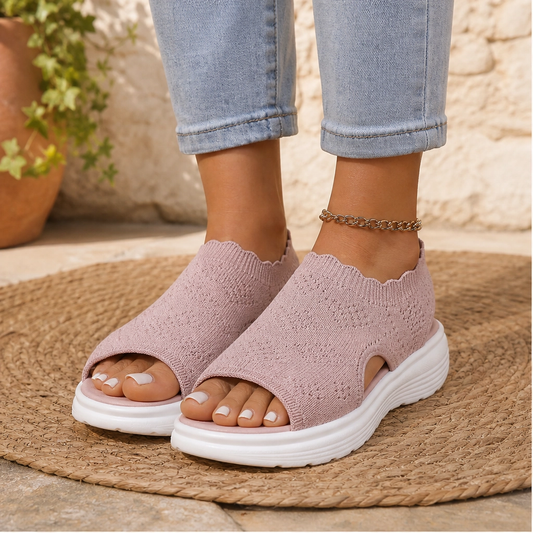 Airelle™ – Breathable Knit Cushioned Platform Sandals + 50% OFF
