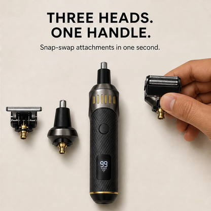 Edgecrest™ – 3-in-1 Beard, Shaver & Nose Trimmer Set with LED Battery Display + 50% OFF
