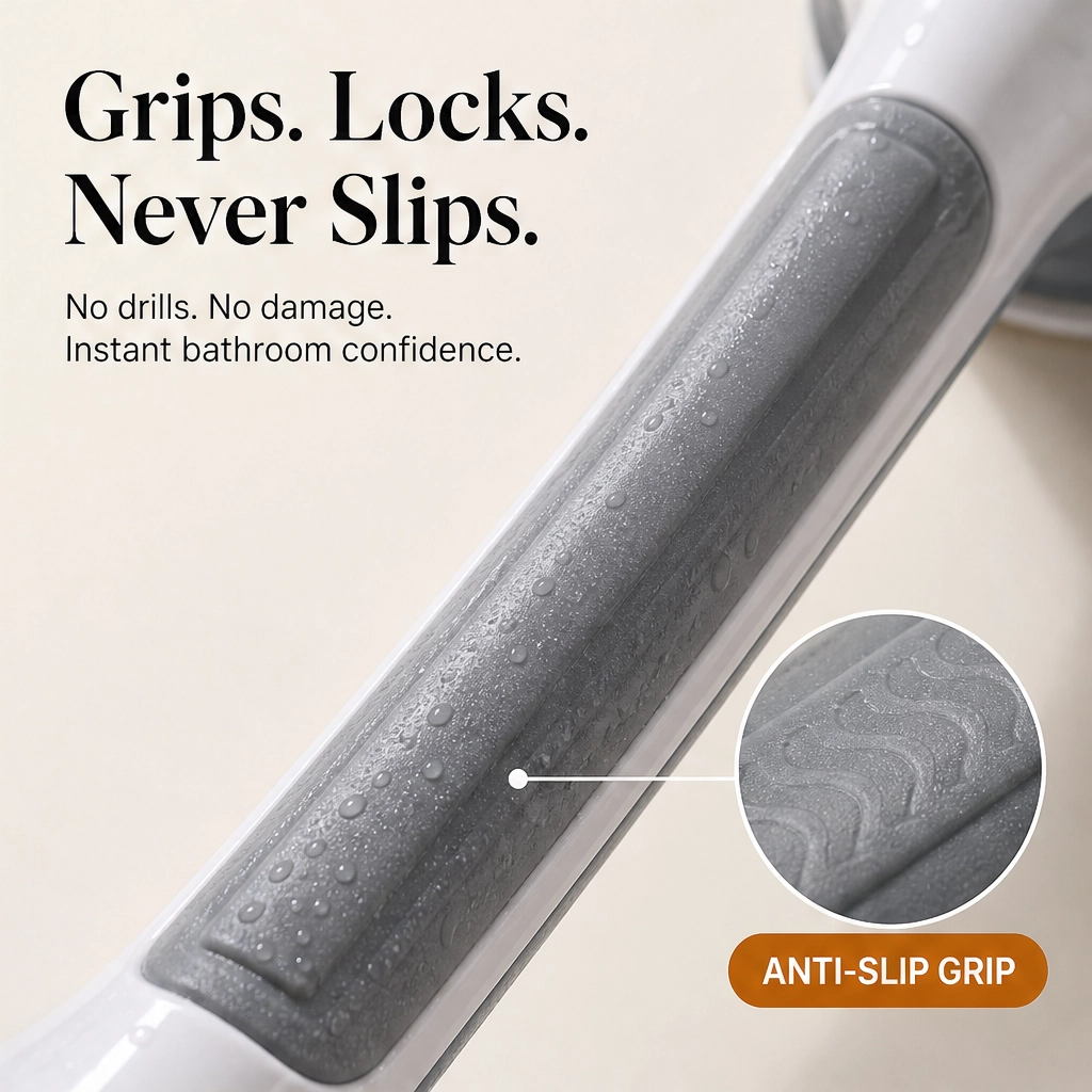 Steadwell™ – Drill-Free Suction Grab Bar with Washable Reusable Grip + 50% OFF
