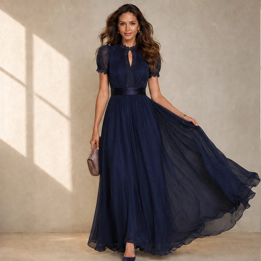 Velmara™ – Keyhole Neckline Chiffon Lace Maxi Dress+50% OFF