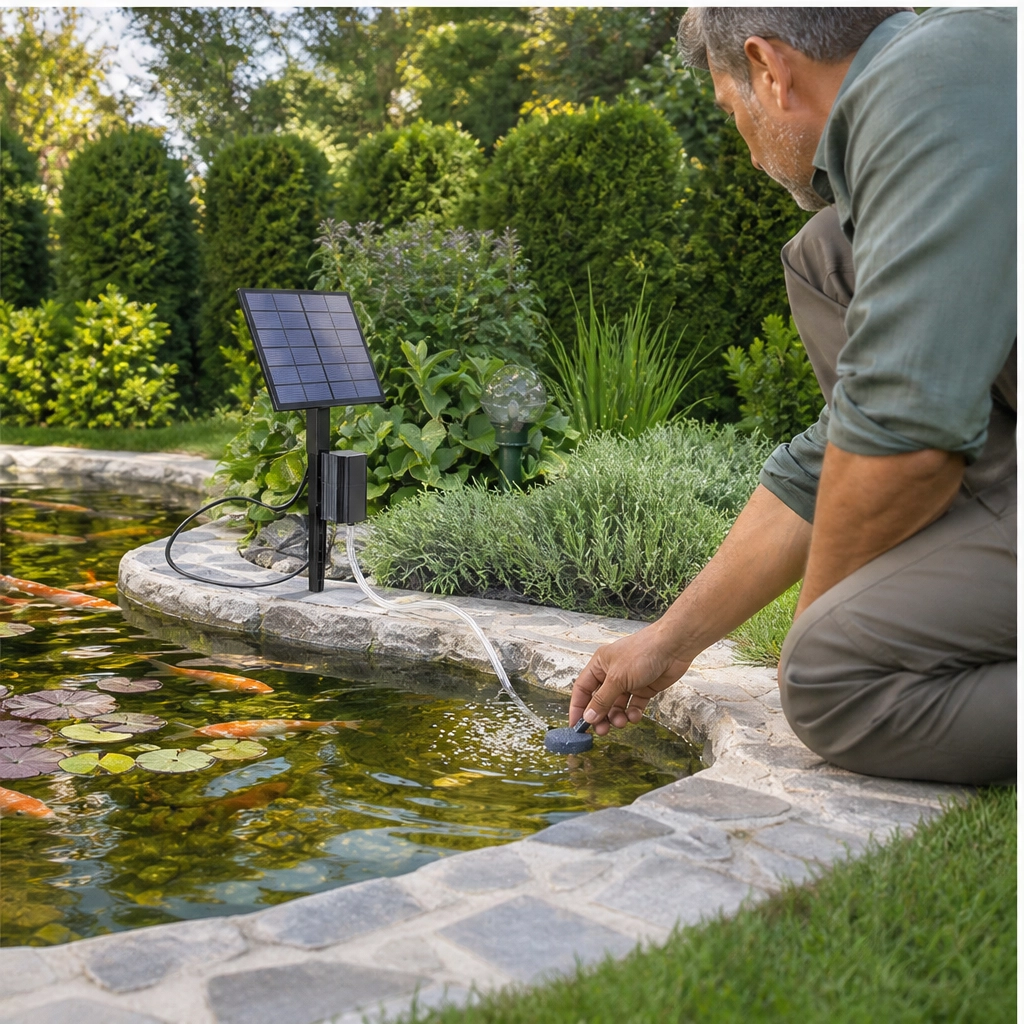 Ripplewell™ – Solar Direct-Drive Pond Aerator with Air Pump & Stone + 50% OFF
