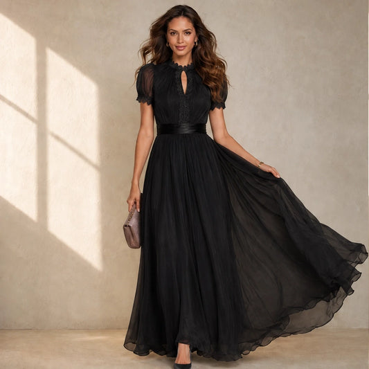 Velmara™ – Keyhole Neckline Chiffon Lace Maxi Dress+50% OFF