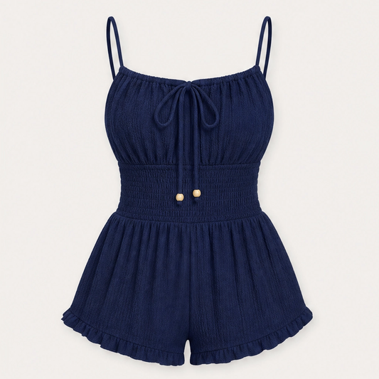 Marisol™ – Crinkle Textured Smocked-Waist Summer Playsuit + 50% OFF
