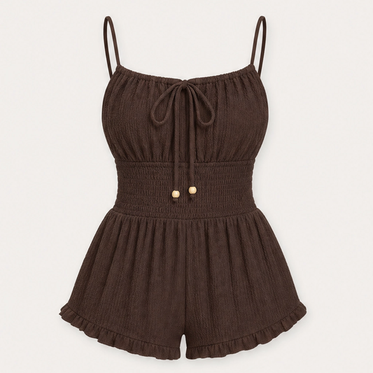 Marisol™ – Crinkle Textured Smocked-Waist Summer Playsuit + 50% OFF