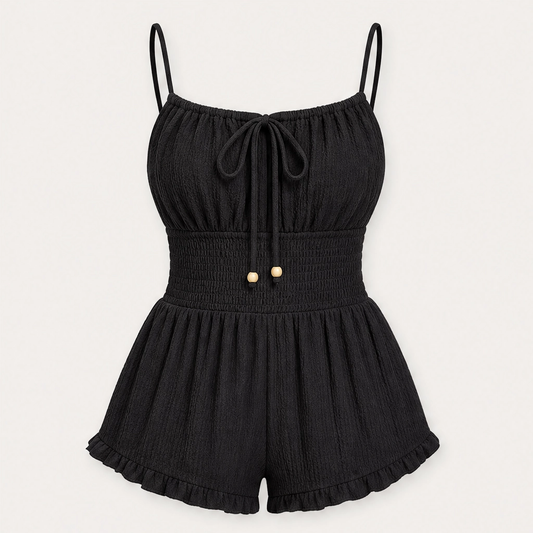 Marisol™ – Crinkle Textured Smocked-Waist Summer Playsuit + 50% OFF