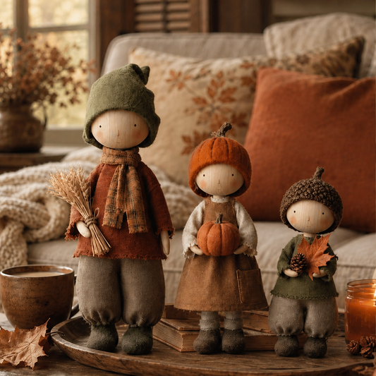 Hearthmere – Rustic Fall Harvest Doll Figurines, Set of 3 + 50% OFF lifestyle