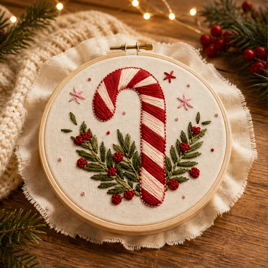 Hollowstitch – Beginner-Friendly Candy Cane Christmas Embroidery Kit + 50% OFF lifestyle