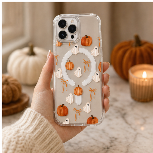 Ghostwick – Silk-Print Ghost & Pumpkin MagSafe Clear Phone Case + 50% OFF lifestyle