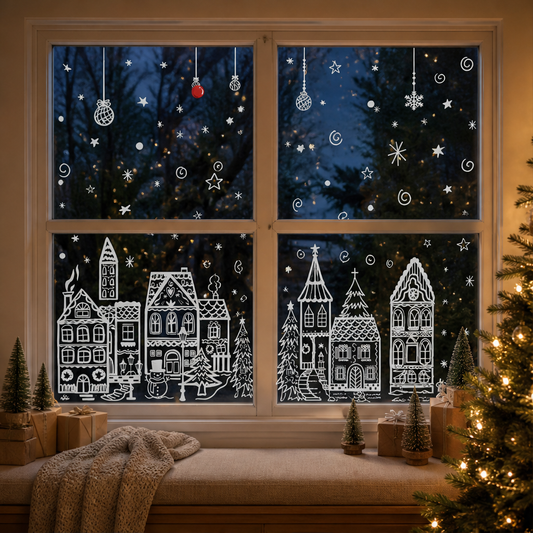 Glasswick – Static Cling Christmas Village Window Sticker Set + 50% OFF lifestyle