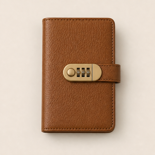 Vaultara – Combination Lock A6 Savings Notebook + 50% OFF Brown