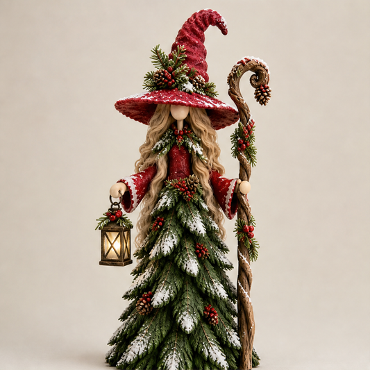 Thistlewood – Snow-Flocked Woodland Guardian Christmas Figurine + 50% OFF Red